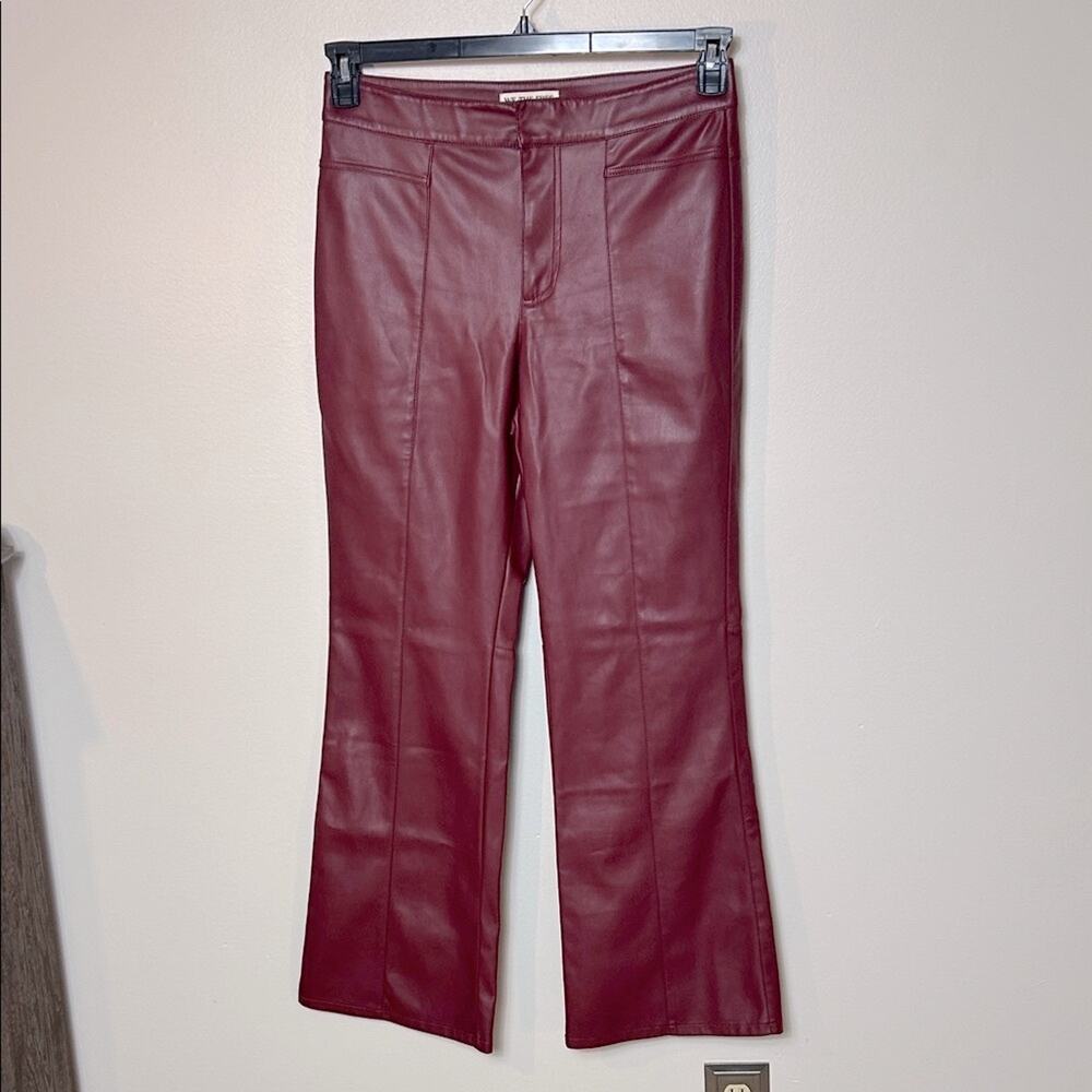 Free People We The Free Uptown burgundy faux bootcut leather pants - Picture 2 of 11